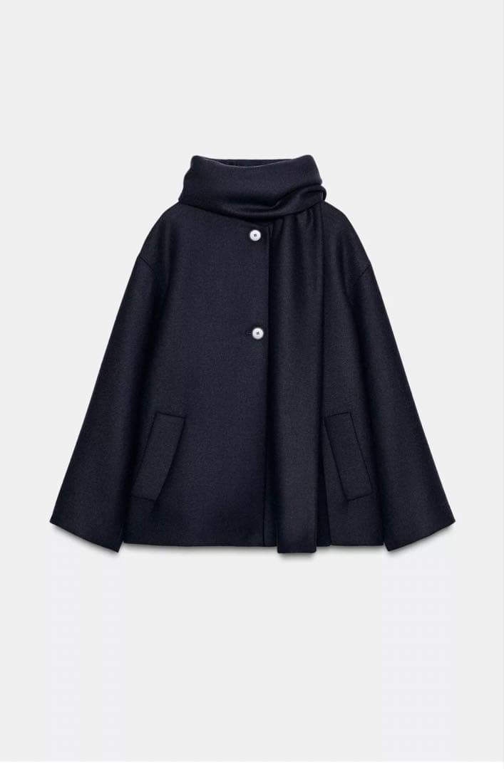 ZARA　ザラ　ウールショートスカーフコート