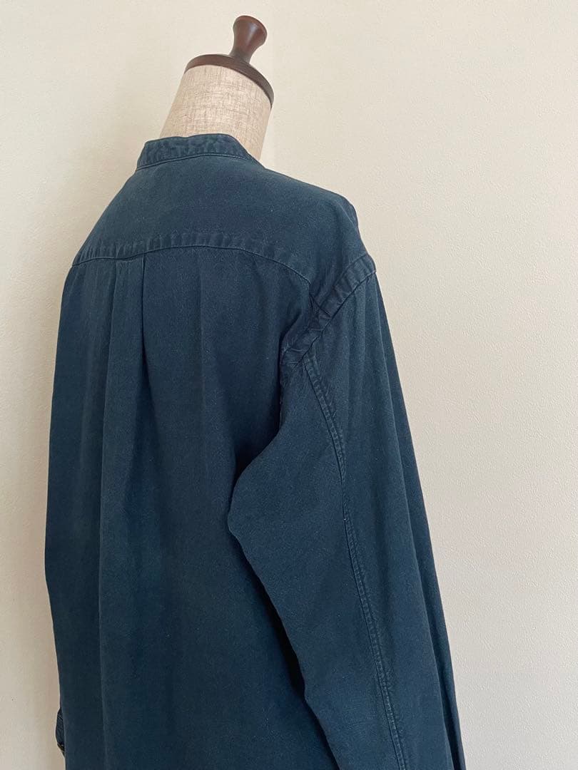 【45R】藍染インディゴカディの刺し子シャツ　日本製　ユニセックス