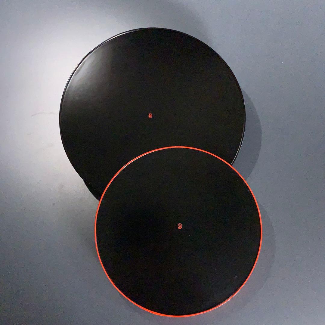 漆塗　丸盆２枚セット　象彦　運び盆　金銀彩　R0726ダ