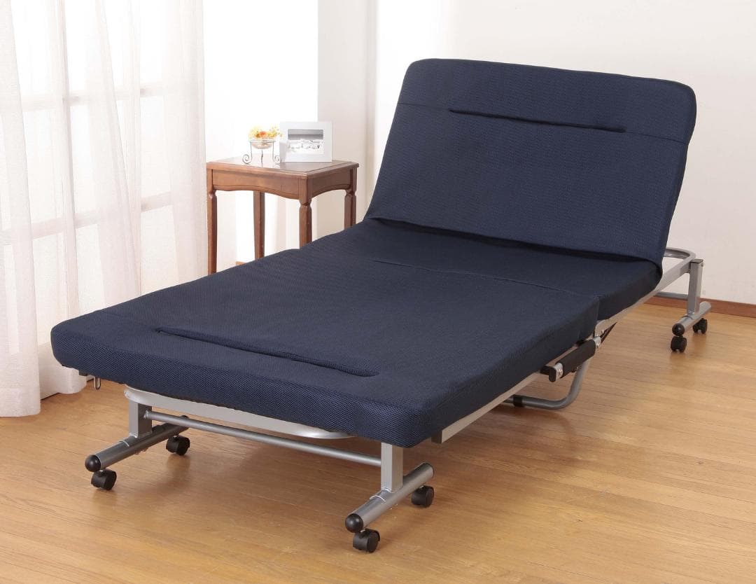 折りたたみ式 ソファベッド (組立不要) (ネイビー)
