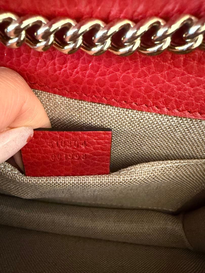極美品✨GUCCI インターロッキング チェーンショルダーバッグ レッド