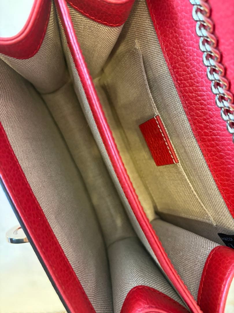 極美品✨GUCCI インターロッキング チェーンショルダーバッグ レッド