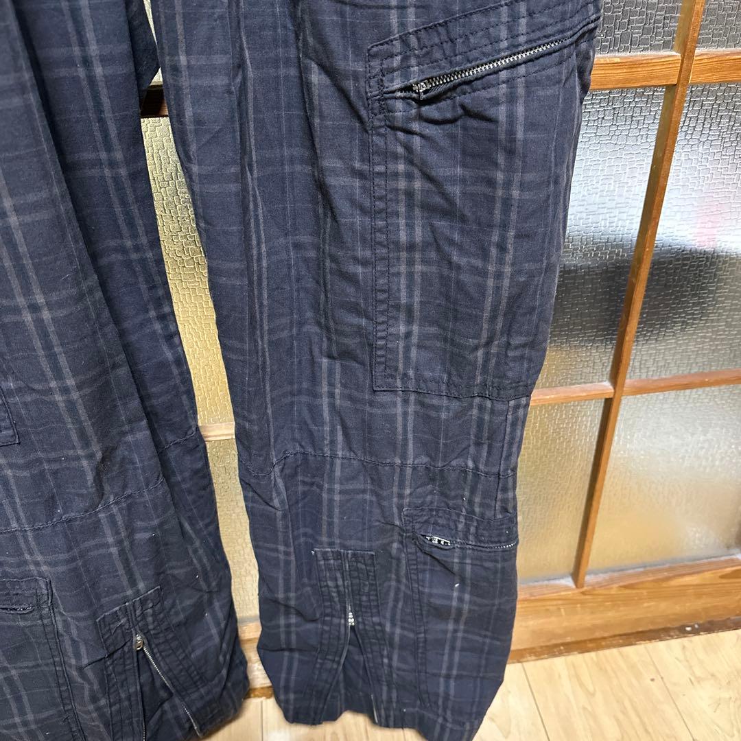 STUSSY グレー・チェック柄 つなぎ L