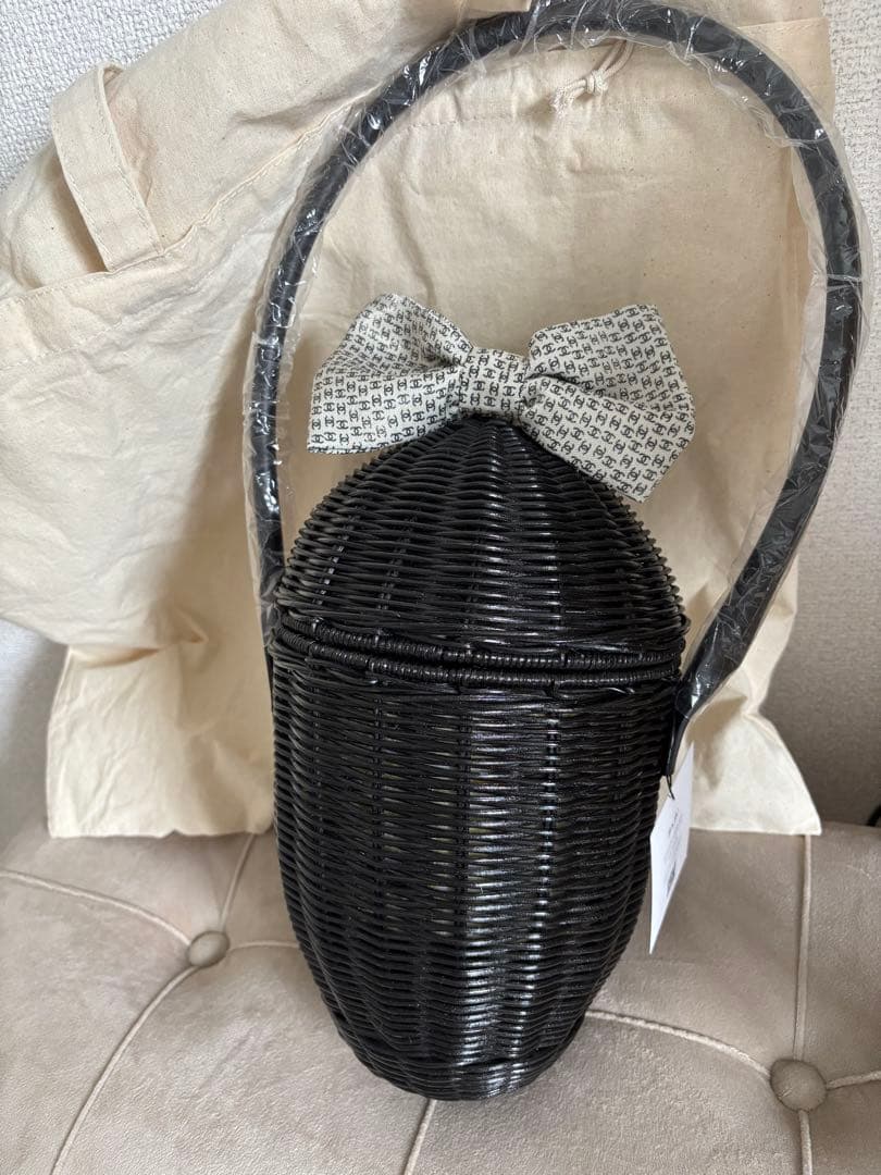 jingle どんぐりラタンバッグ　girlish カゴバック　ブラック