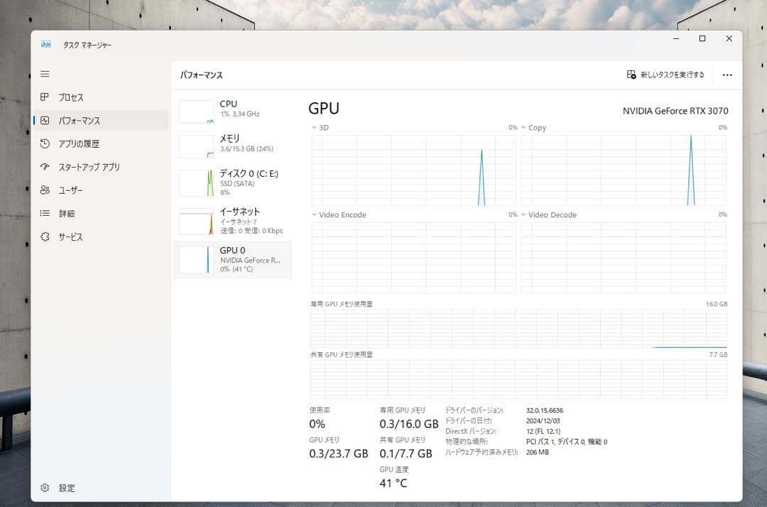 gigabyte RTX 3070 16GB vision AI 画面用