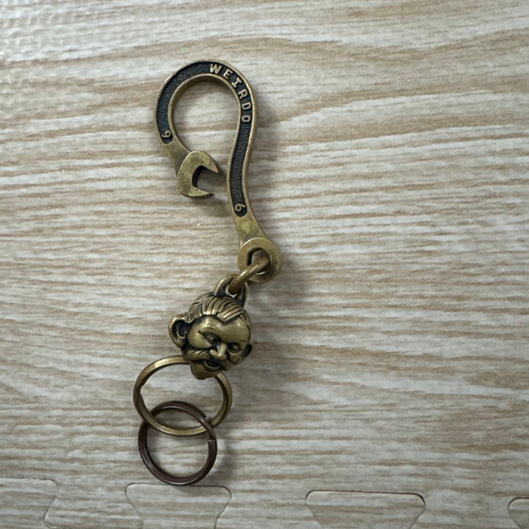 【WEIRDO】真鍮製 スパナ型おじさんキーリング カラナビ