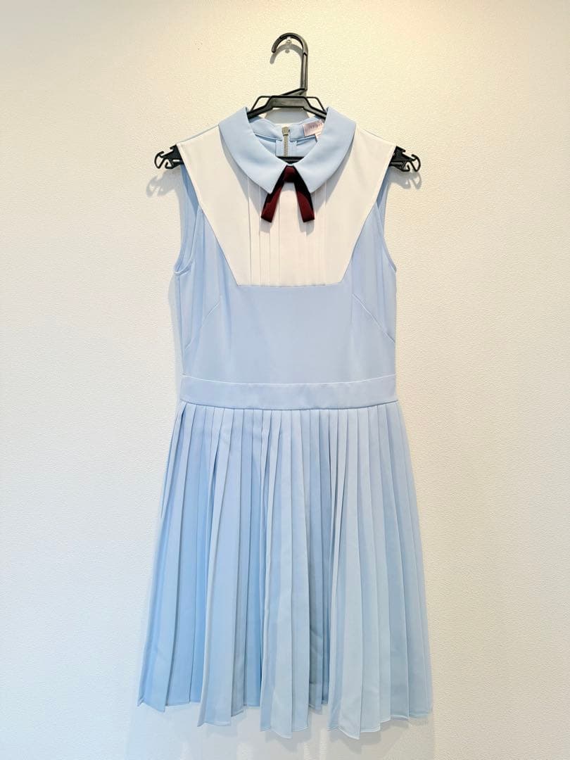 TED BAKER テッドベイカー 襟付き リボン プリーツ ワンピース ブルー