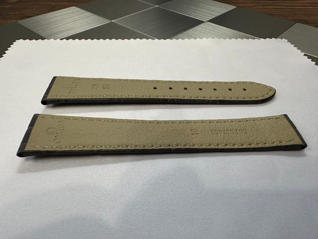 【純正品】OMEGA グレーアリゲーターレザーストラップ 19mm