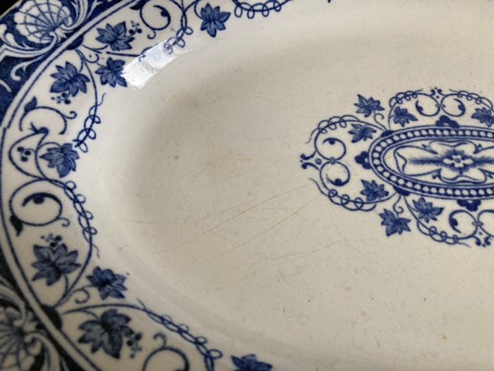 フランスアンティーク　LONGWY ロンウィ窯 大皿 オバール