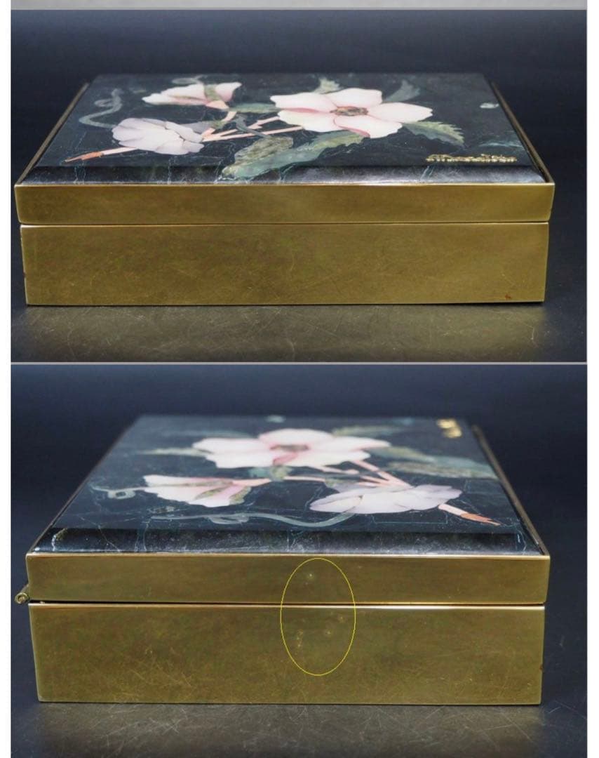 送料無料 ブラジル　石細工金鍍金宝石箱