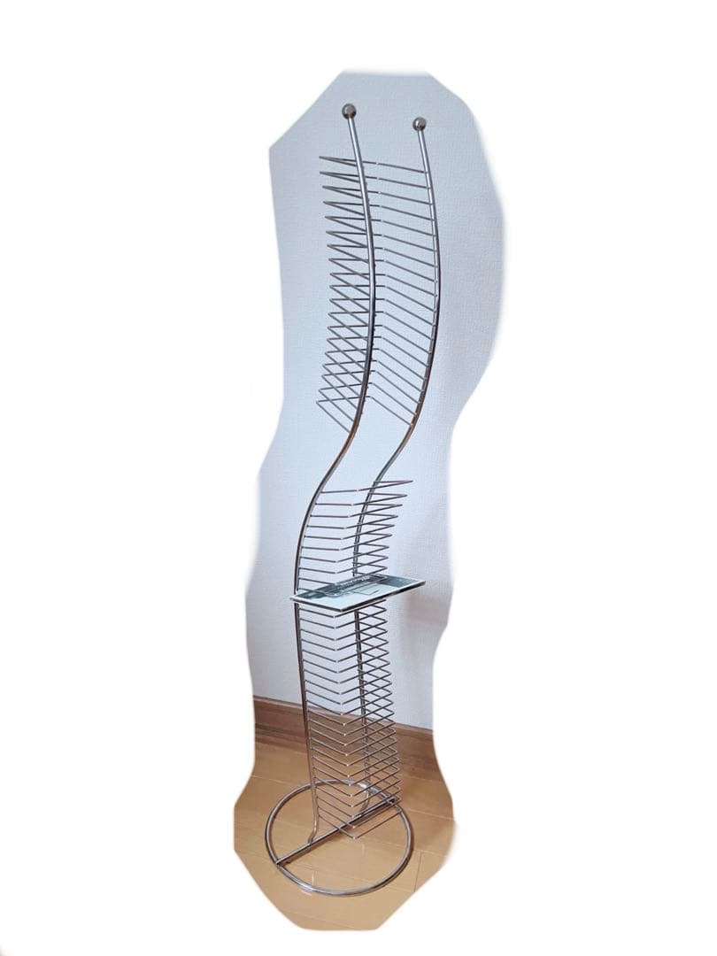 ポストモダン ウェーブデザイン CD ラックタワー オブジェ