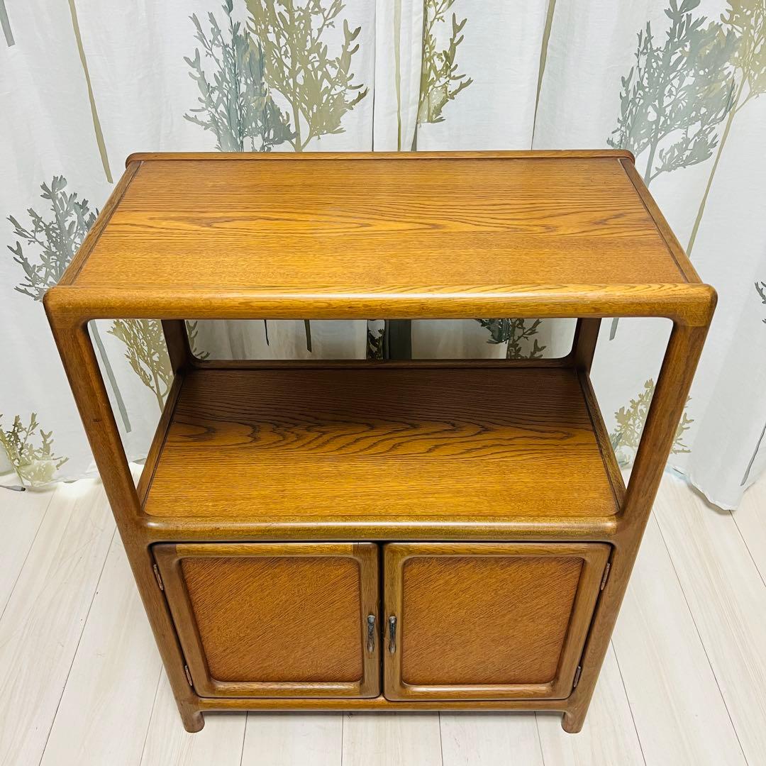 【良品】曙工芸製作所 キャビネット オーク材 リビング収納