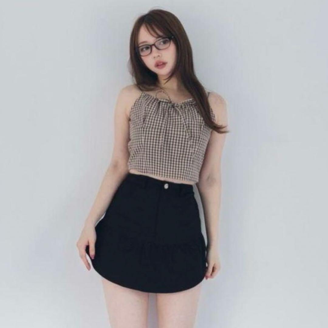 完売品 当日発送可 アンドマリー ポピーチェックトップス リボン キャミソール