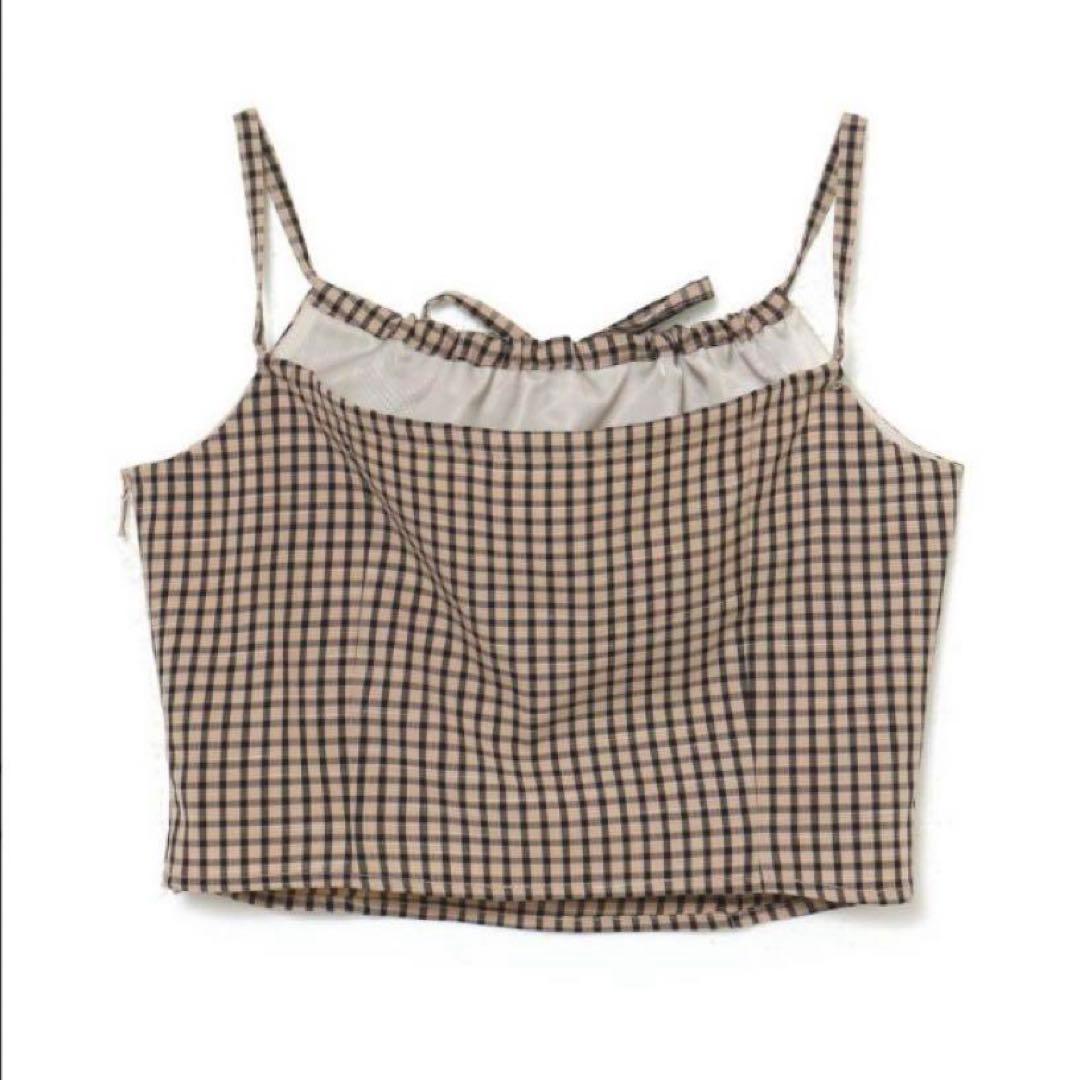 完売品 当日発送可 アンドマリー ポピーチェックトップス リボン キャミソール