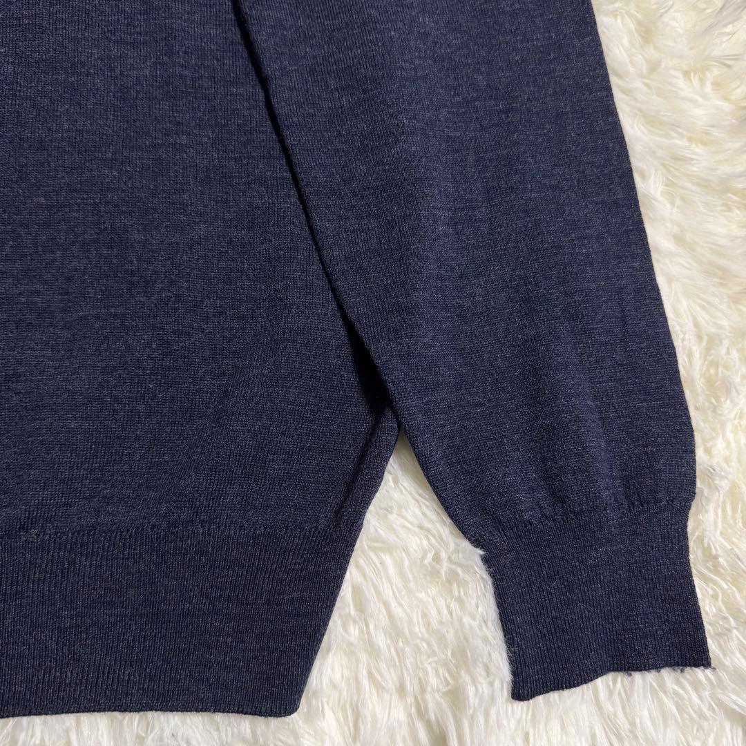 【美品】ジョンスメドレー タートルネック ニット M ネイビー ウール