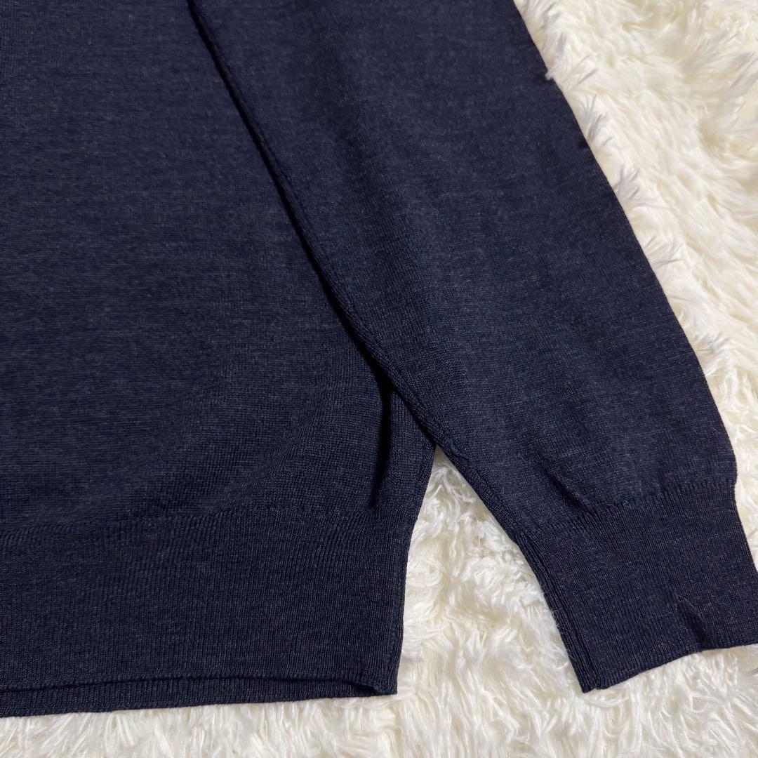 【美品】ジョンスメドレー タートルネック ニット M ネイビー ウール