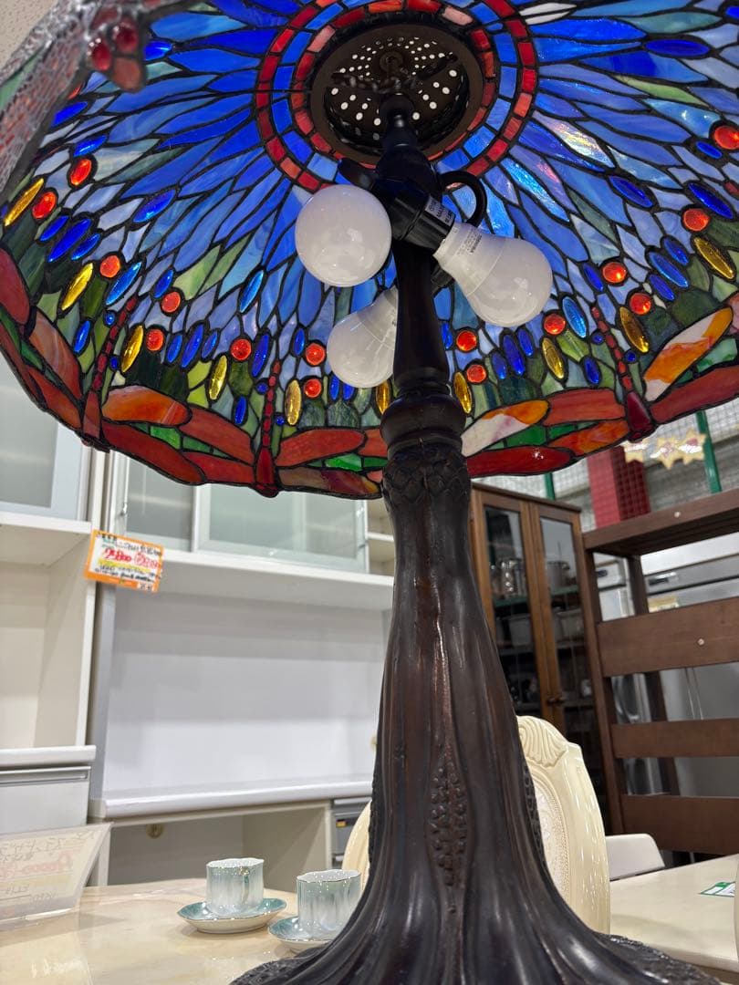 T91 ステンドグラスランプ 3灯 とんぼ