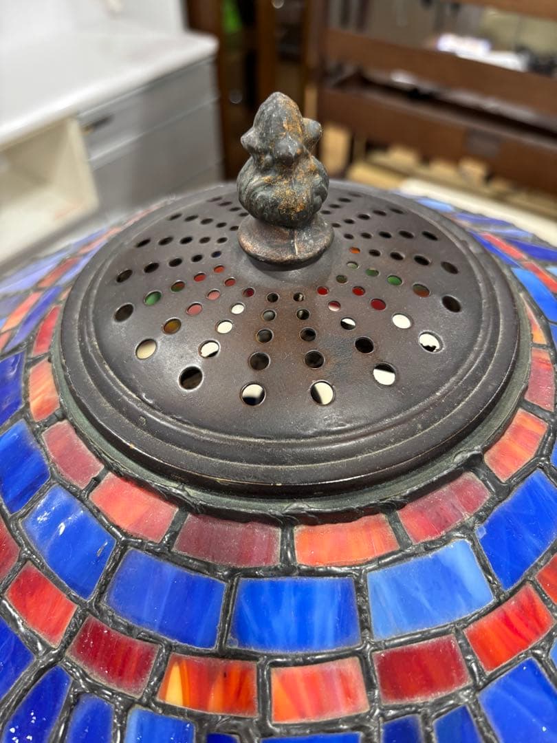 T91 ステンドグラスランプ 3灯 とんぼ