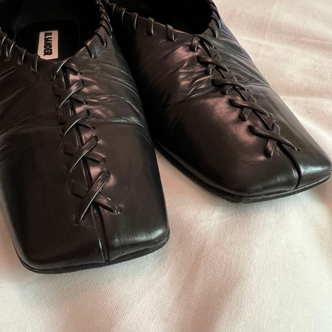 【超美品】 裏張り済 ジルサンダー バレリーナ 24 黒 JIL SANDER
