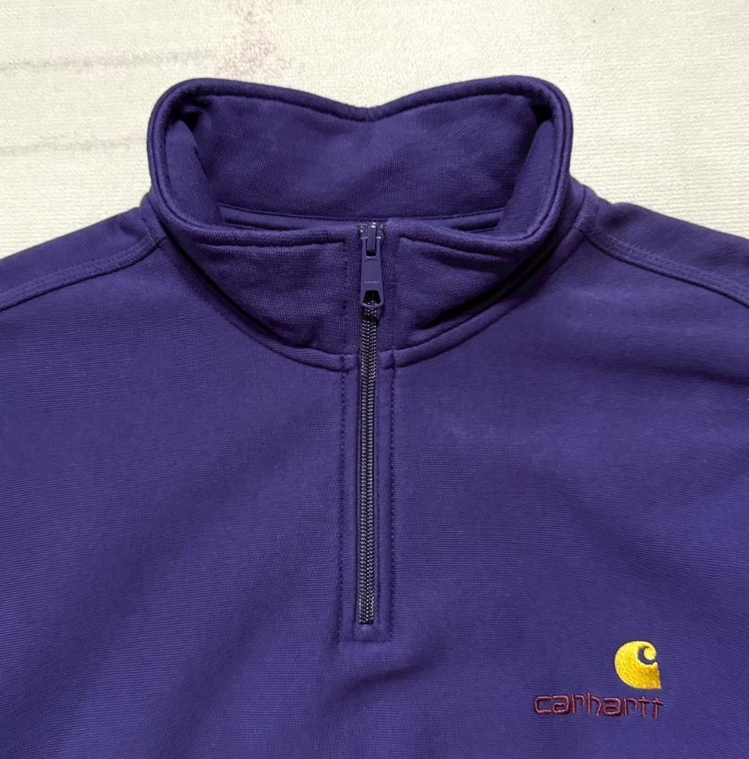 新品 carhartt ハーフジップ XL 刺繍 ロゴ スウェット