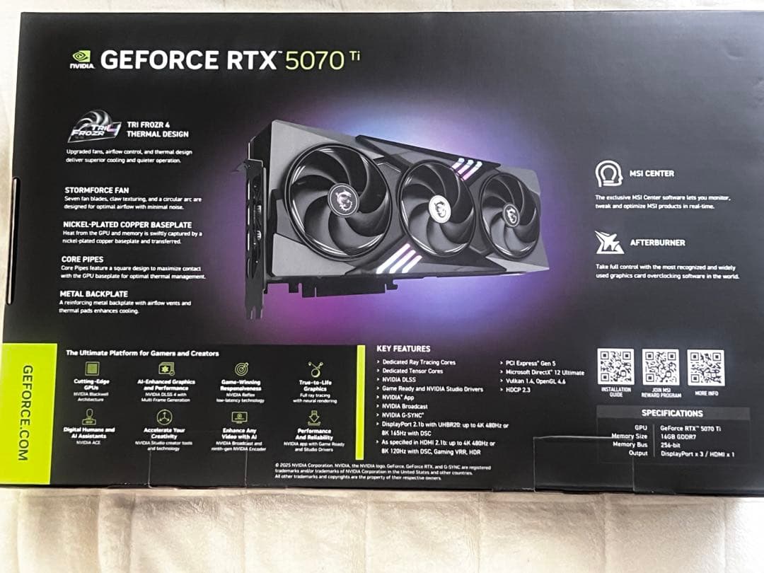 グラフィックボード・グラボ・ビデオカード MSI RTX 5070 Ti 16G GAMING TRIO OC
