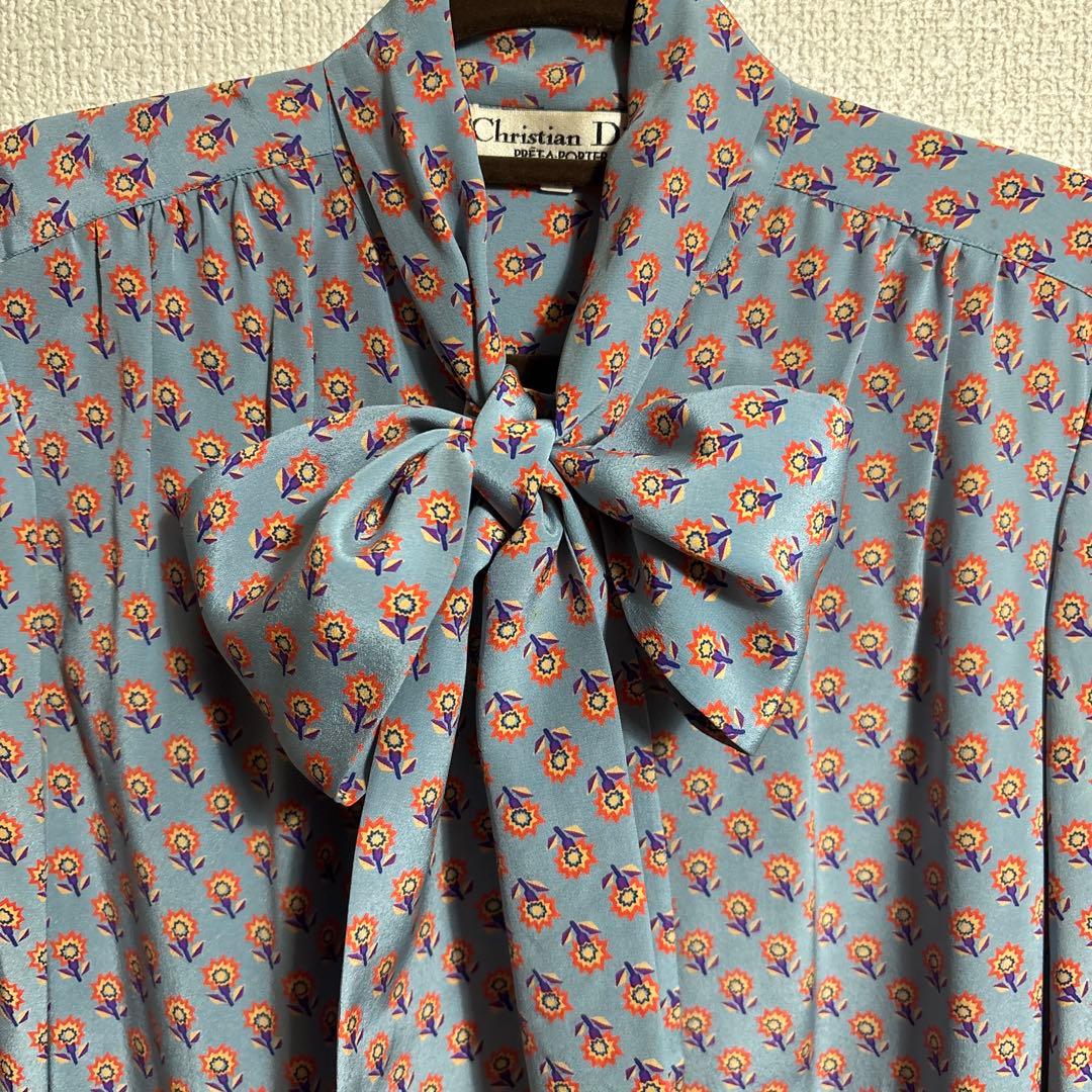 Christian Dior 花柄リボン付きブラウス