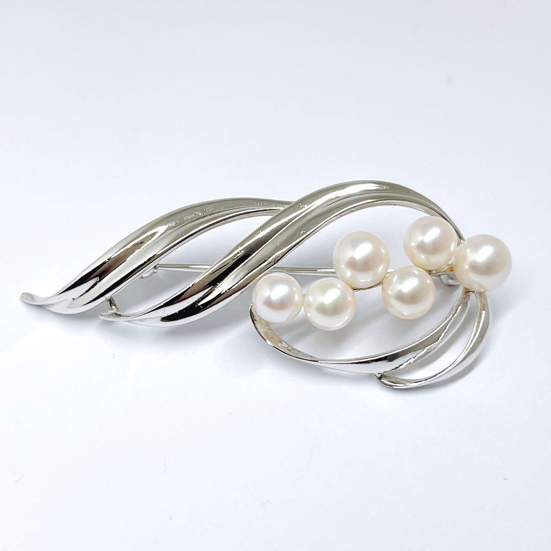 美品✨MIKIMOTO ミキモト パール　ブローチ　ピンブローチ シルバー