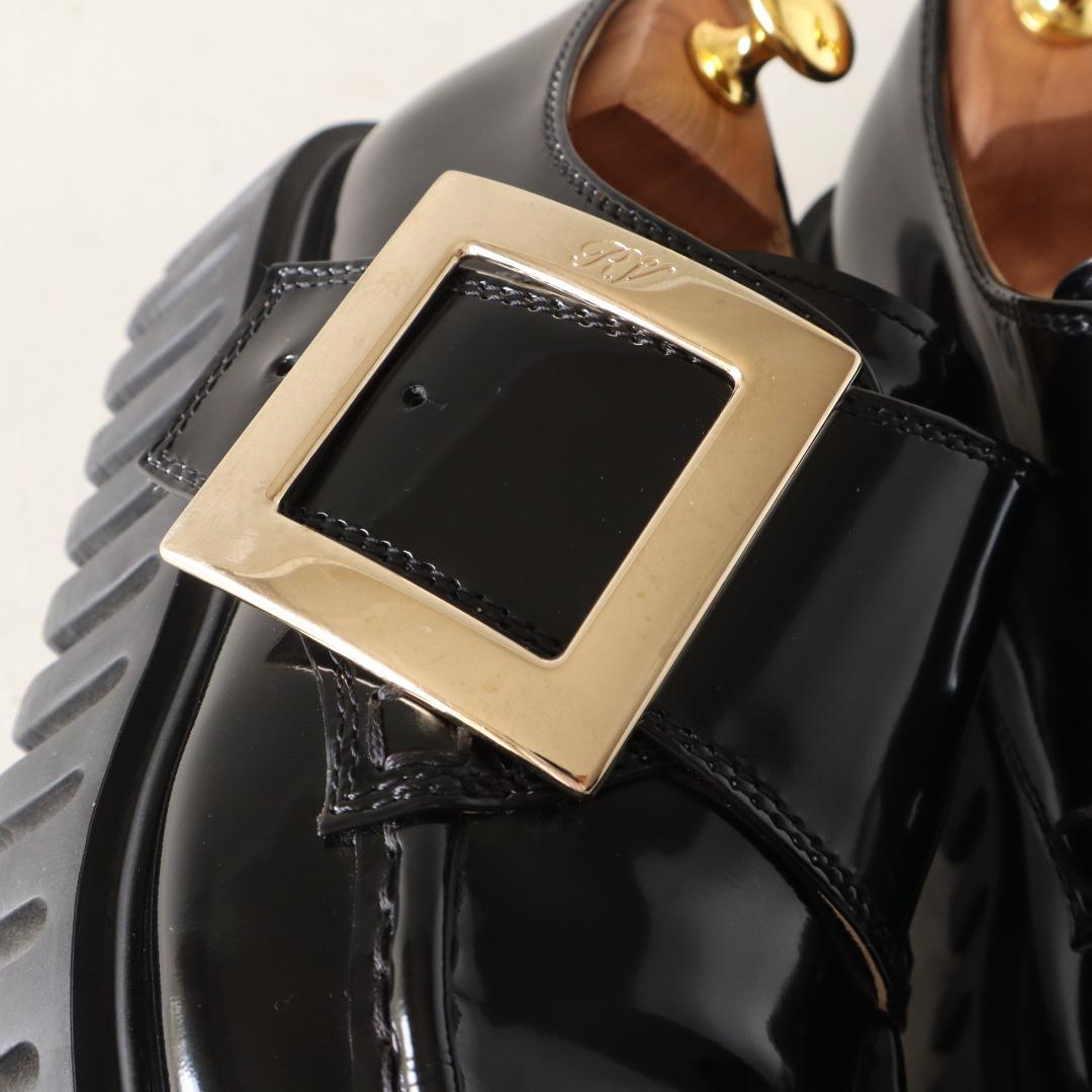 ロジェヴィヴィエ ヴィヴゴーシック厚底　黒エナメルローファー 37 24cm