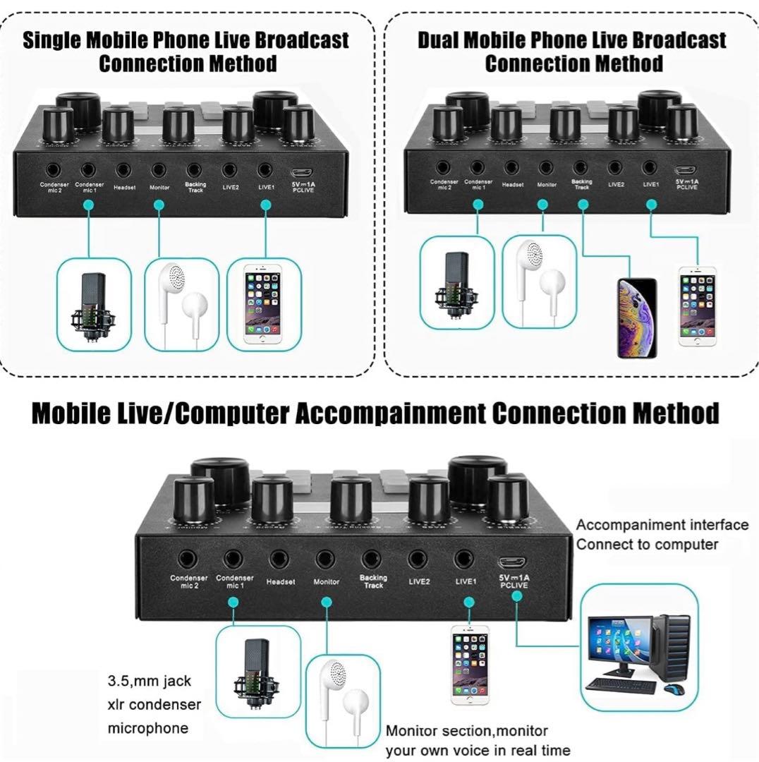 配信マイク&ミキサー&ライト７点セット
