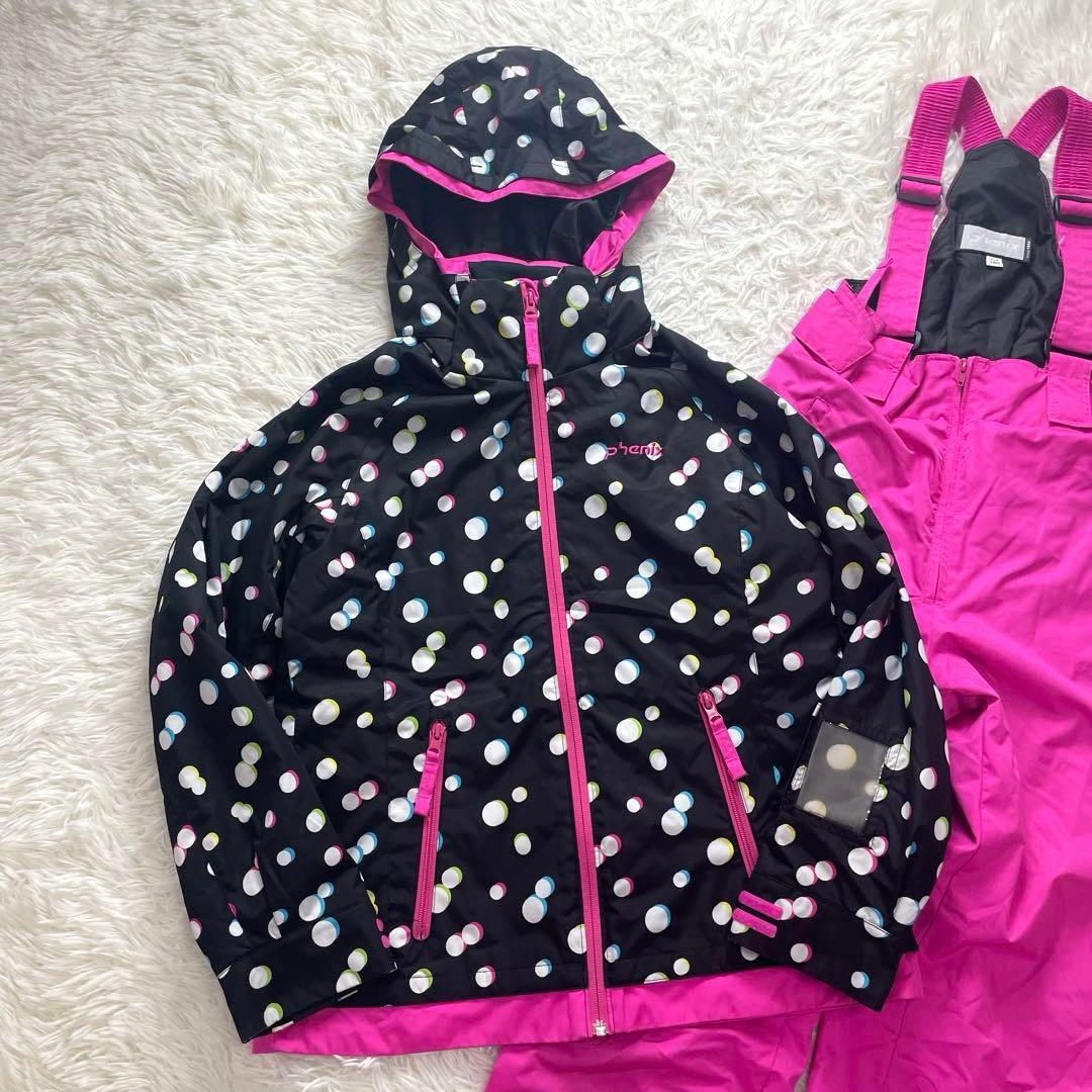 美品✨フェニックス スキーウェア 上下 セット M 160 レディース 黒 総柄