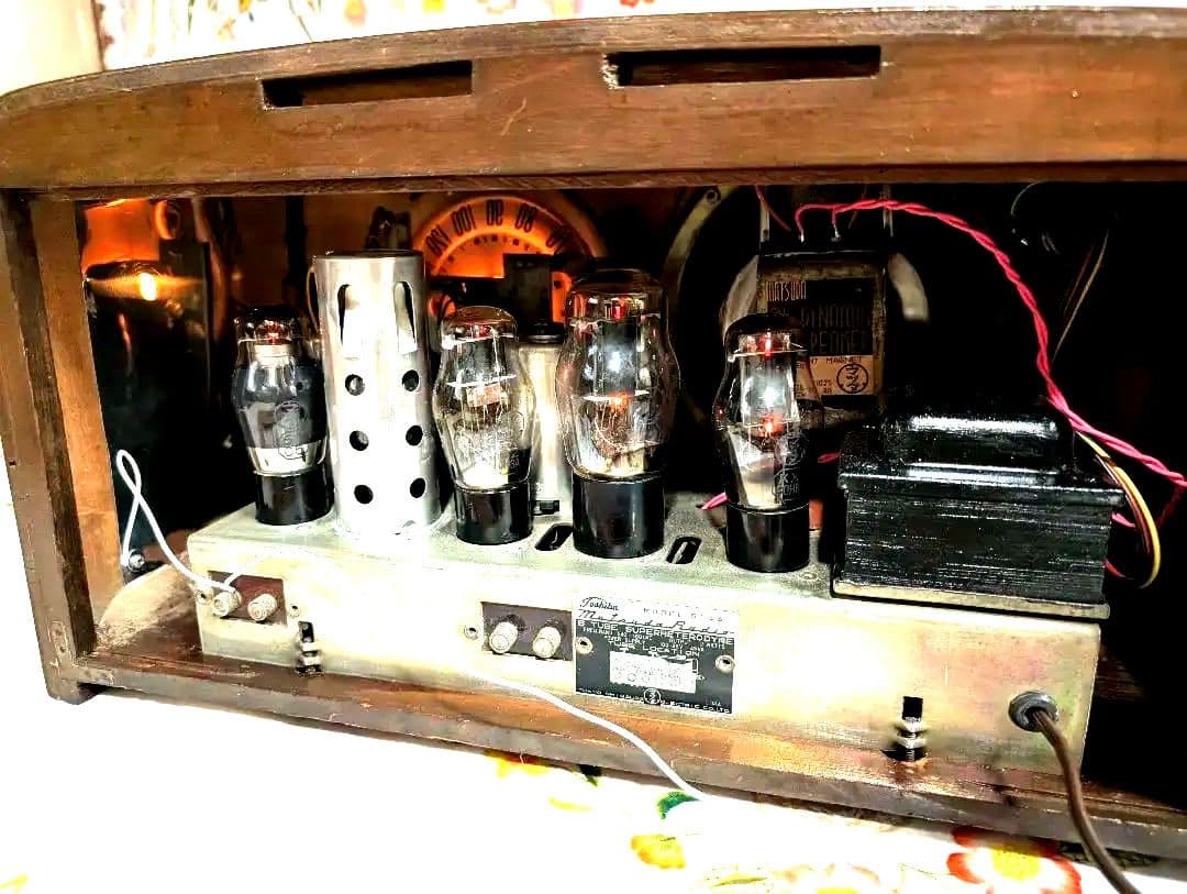 bluetooth付真空管ラジオ昭和レトロ 614A マジックアイ家族団らん