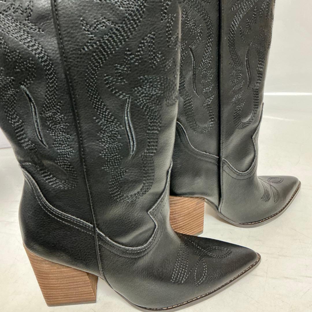 ALEXIA STAM ブラック　ロングブーツ　ウエスタンロングブーツ