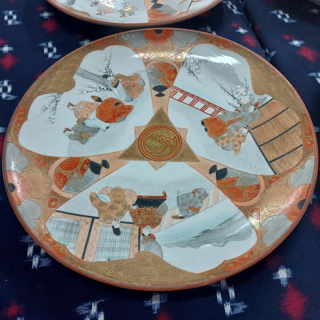 九谷焼　赤絵　八寸皿　 明治時代