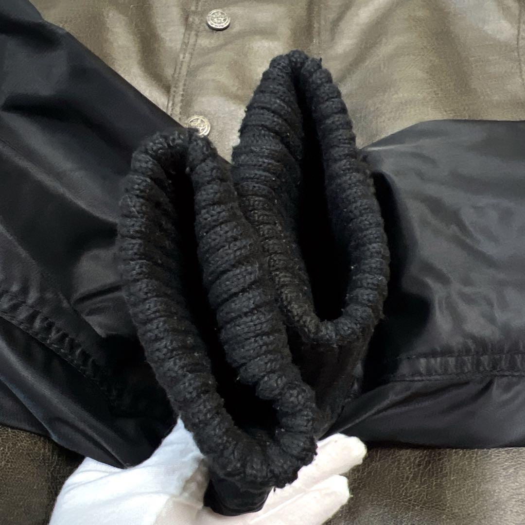 アルマーニ ドラゴン刺繍 スタジャン フェイクレザー ジャケット 切り替え ボア