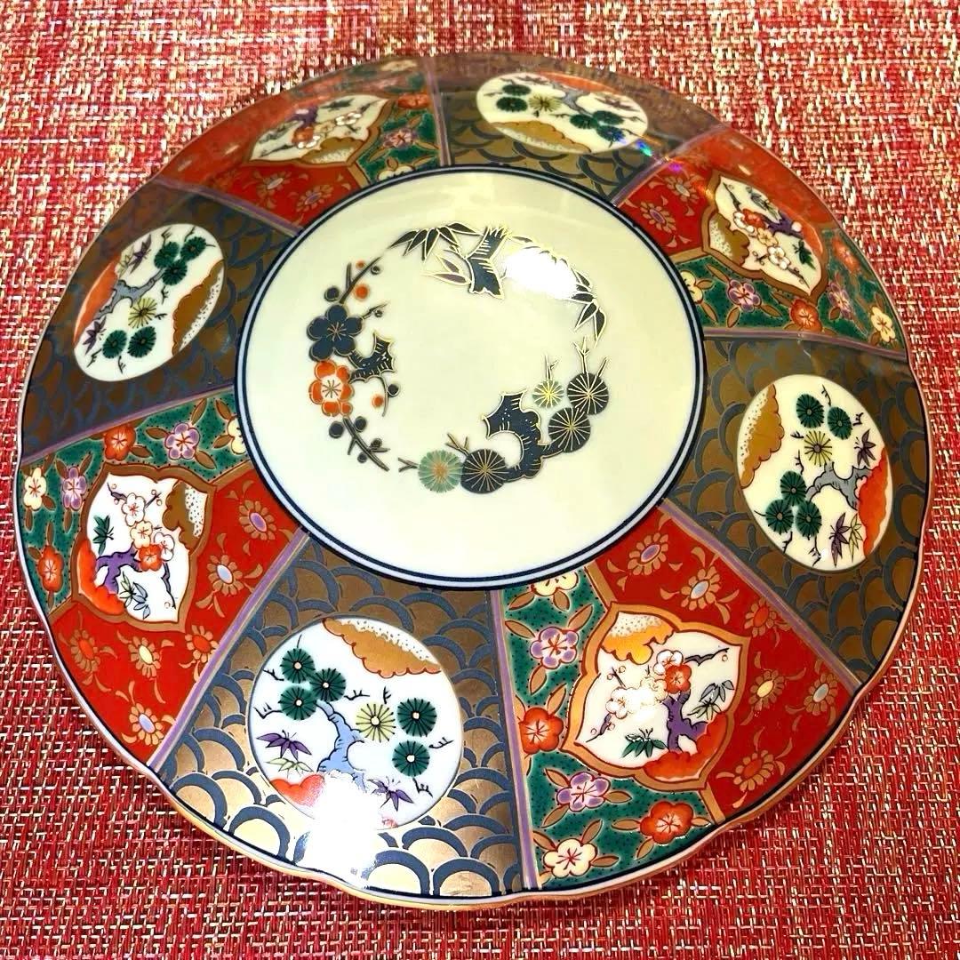 ー有田焼ー 【美品】 林九郎作 献上錦四君子 金襴手 特大 陶器三段重