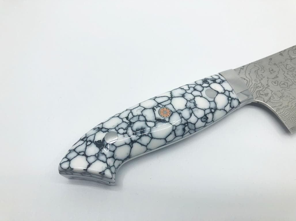 佐治武士 菜切包丁 170mm 白 R2 ダイヤ仕上げ ターコイズ