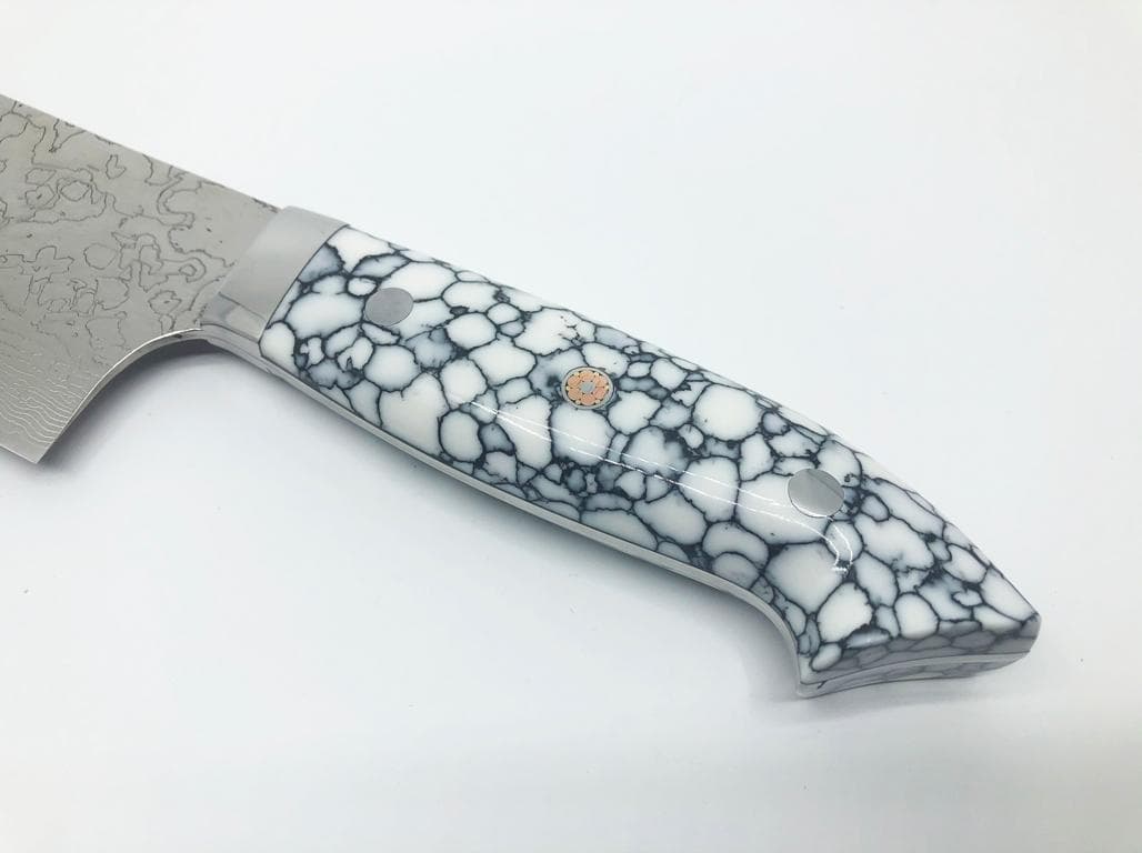 佐治武士 菜切包丁 170mm 白 R2 ダイヤ仕上げ ターコイズ