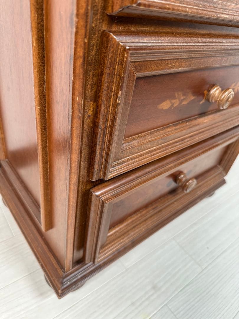 輸入家具 イタリア TEL台 電話台 チェスト 3段 象嵌 ロココ調 ※i4※