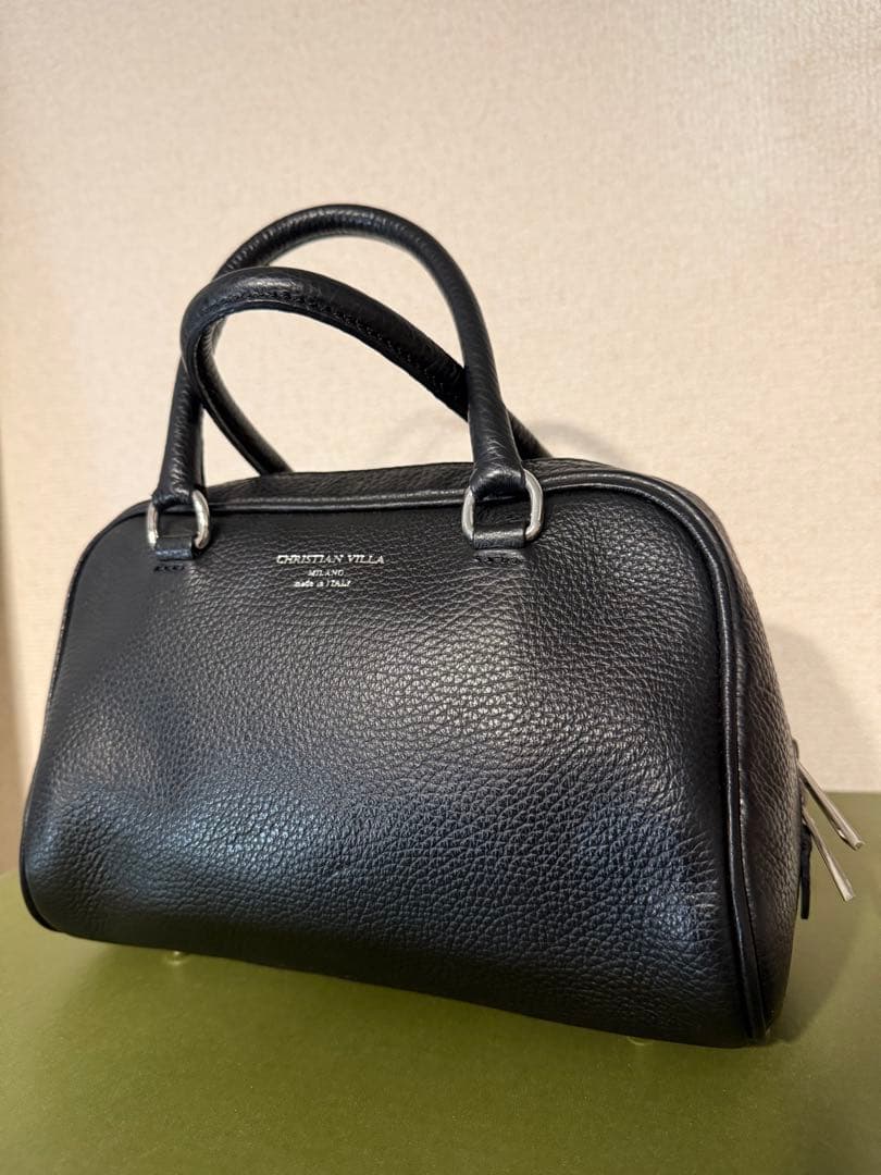 CHRISTIAN VILLA ブラック ミニボストンバッグ