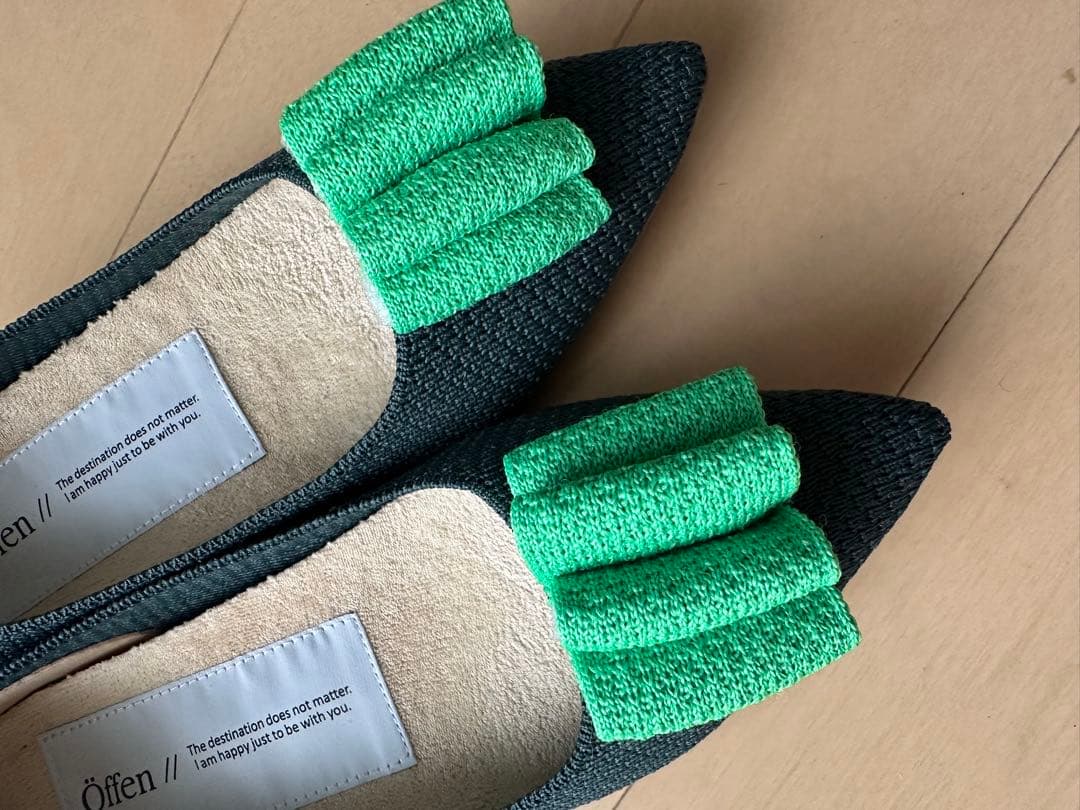 靴 pointed-CURLS / GREEN & LIGHT GREEN