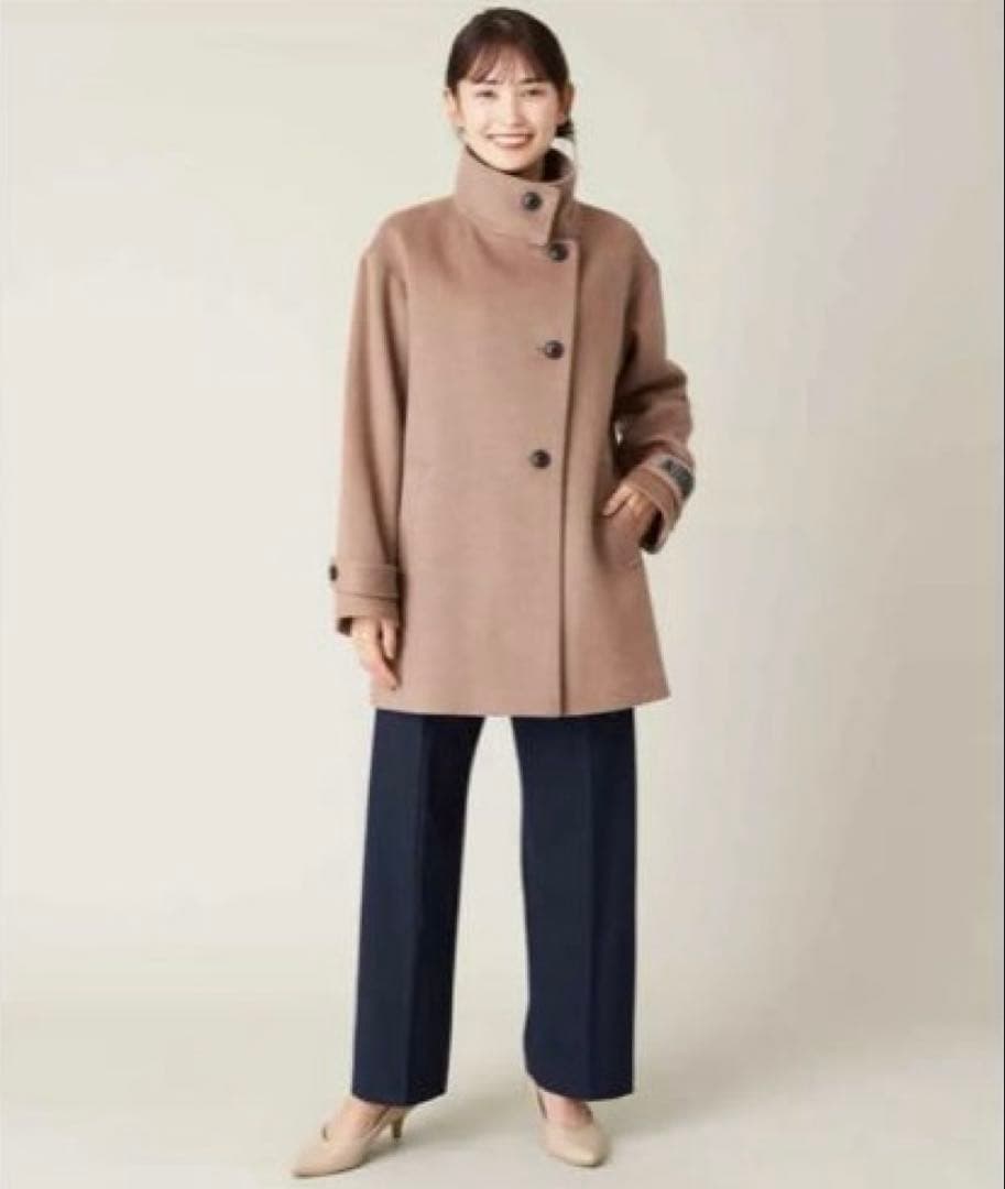 新品【a.v.v】アーヴェヴェ カシミア混 スタンドカラーミディコート サイズM