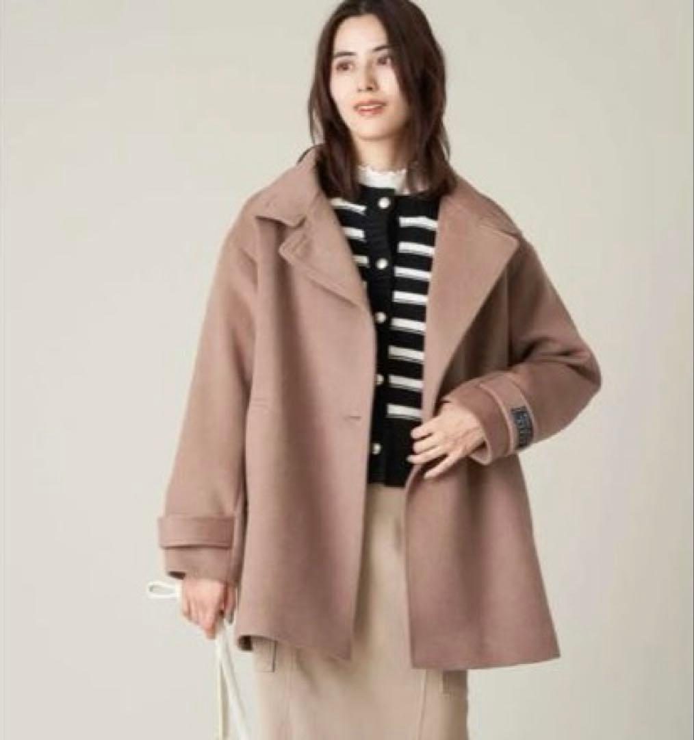 新品【a.v.v】アーヴェヴェ カシミア混 スタンドカラーミディコート サイズM