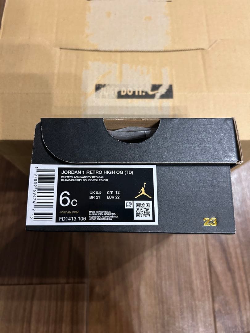 スニーカー Jordan 1 Retro High OG \"Black Toe\" 12cm