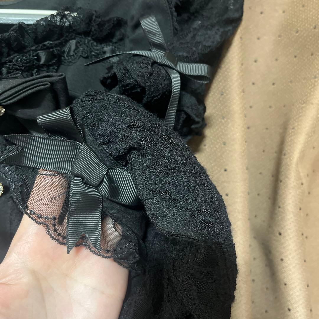 【訳あり】LIZLISA ティアラリボンティアードワンピース ブラック リズリサ