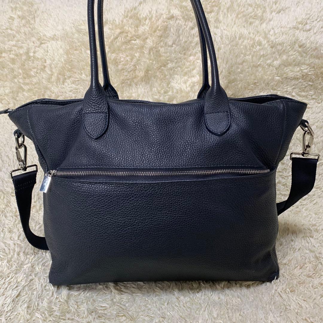 Pyloot×バーニーズNY 本革2WAYビジネスバッグ ネイビー