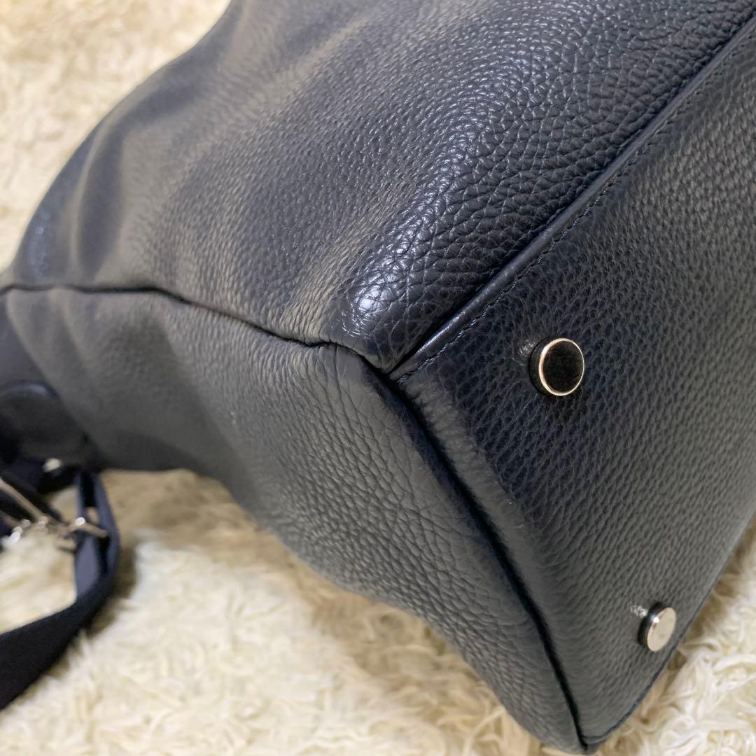 Pyloot×バーニーズNY 本革2WAYビジネスバッグ ネイビー