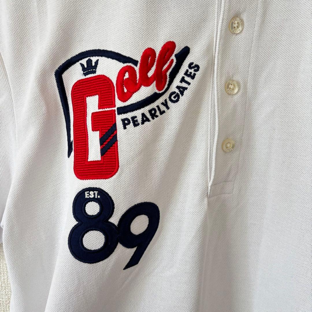 PEARLY GATES ゴルフポロシャツ ウェア　ホワイト　白　ロゴ　L