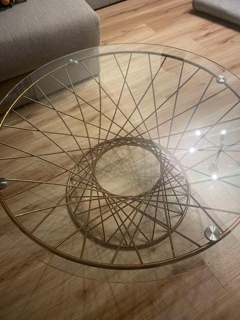 フランフラン ガラステーブル コーヒーテーブル クリア×ゴールド
