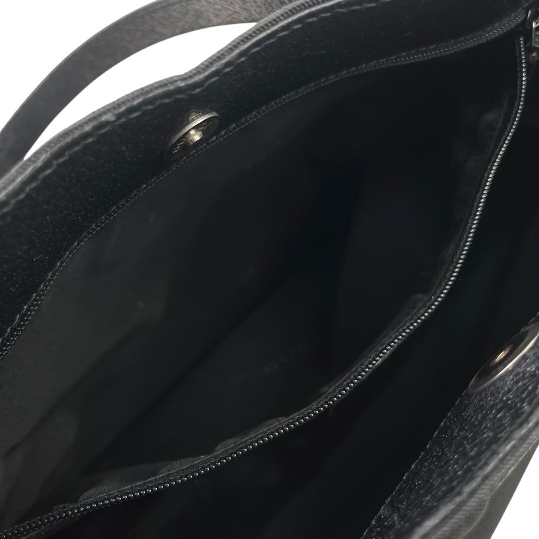 美品 グッチ ワンショルダー トートバッグ ブラック ロゴプレート 肩掛け