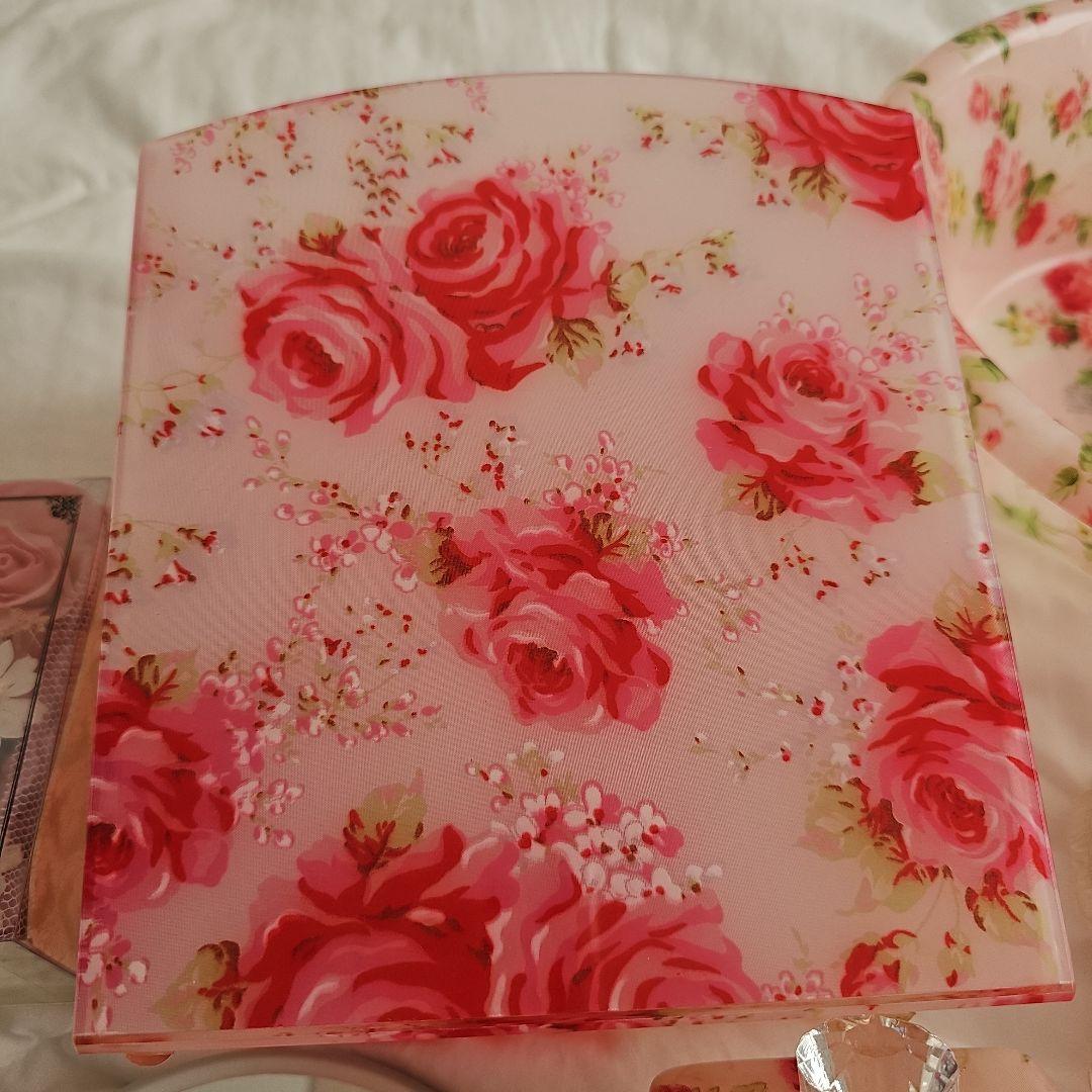 薔薇柄 ローズ 姫系 パシフィックゴールド テッシュケース レース ピンク